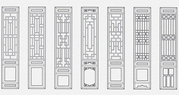 甘州常用中式仿古花窗图案隔断设计图